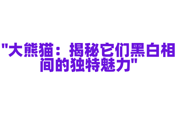"大熊猫：揭秘它们黑白相间的独特魅力"